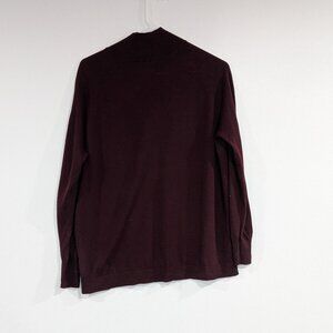 Massimo Dutti Silk Wool Blend Fine Knit Mock Neck Sweater Burgundy Size Small